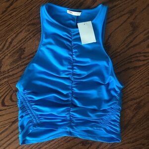 Zara Blue Stretchy Athletic Sleevless Tank Top